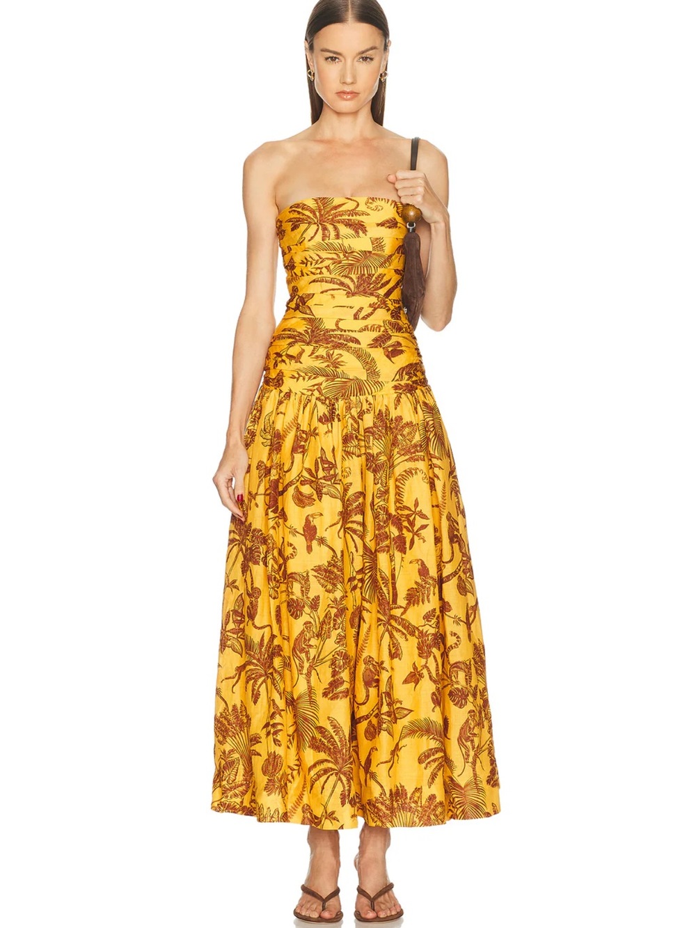 ALEMAIS Banana Blossom Ruched Dress, US2 4 6 8